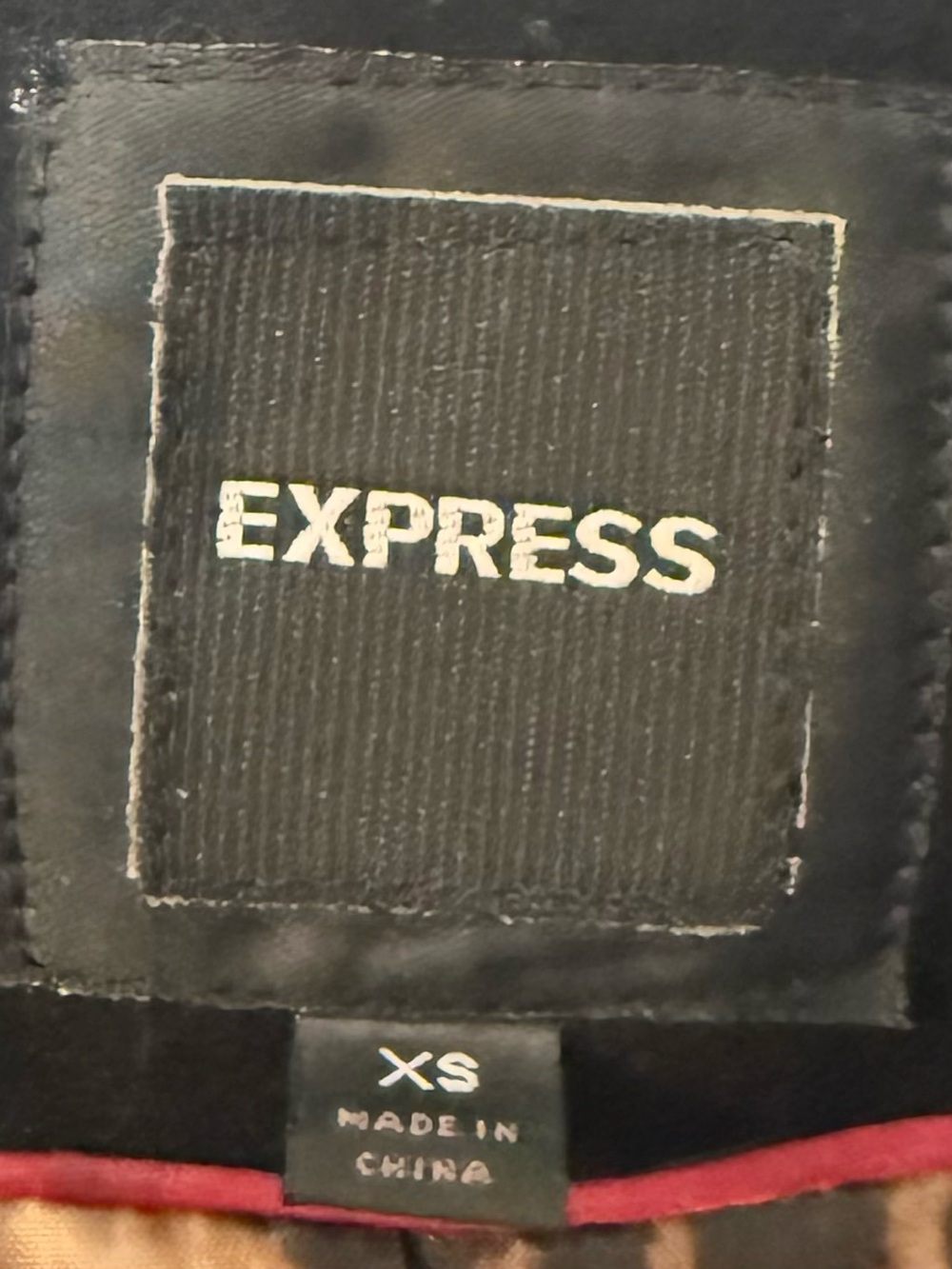 Express Black Pea Coat with Leopard-Print Lining - Picture 2 of 6